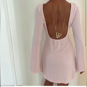 Free People long sleeved, light pink, backless, dress